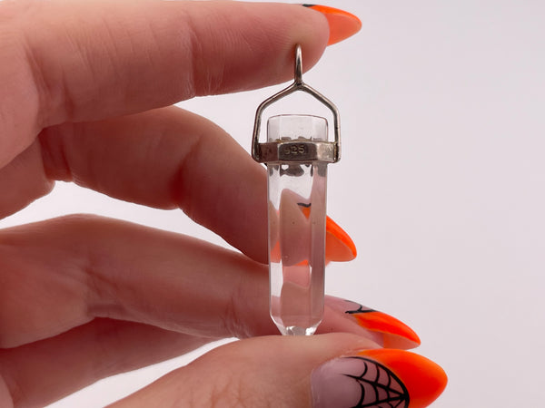 sterling silver glass prism flower pendant