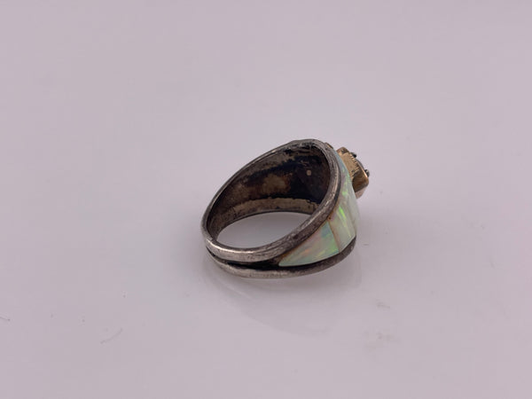 size 5.75 sterling silver gold filled synthetic opal rhinestone ring ***AS IS***