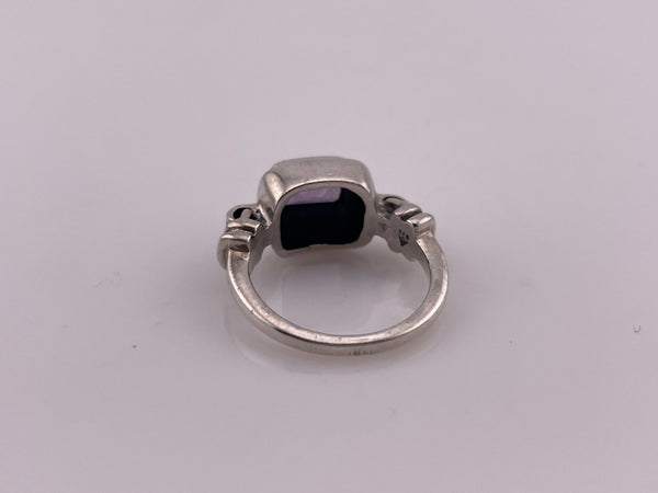 size 6.25 sterling silver Silpada faceted amethyst east west rectangle ring
