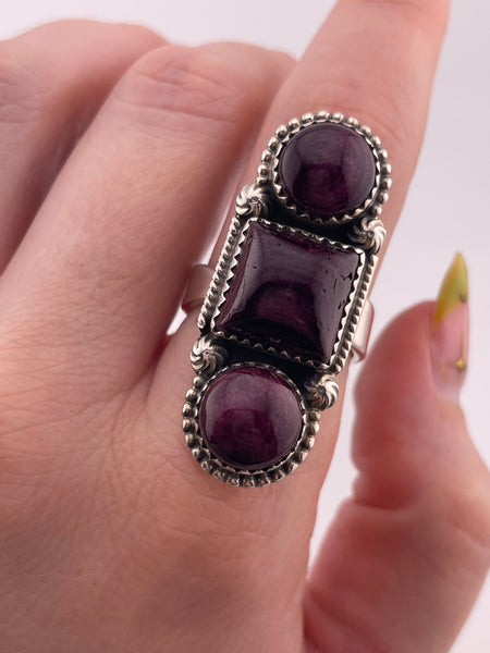 size 8.5 sterling silver purple spiny oyster adjustable band ring