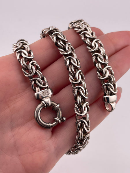 sterling silver 18-3/8" 9.5mm byzantine chain necklace