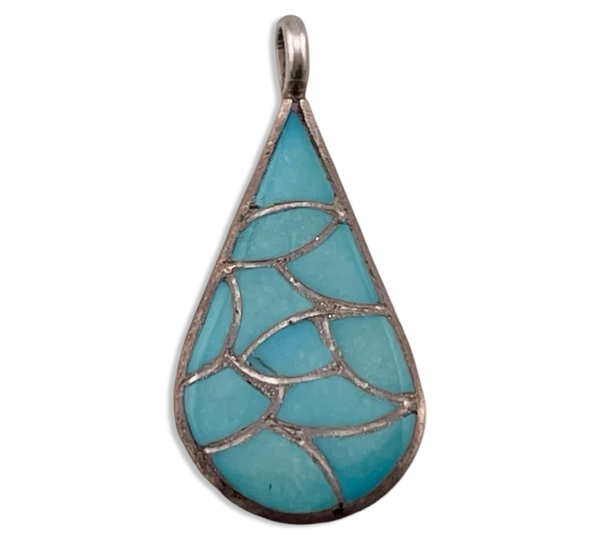 sterling silver turquoise fishscale pendant