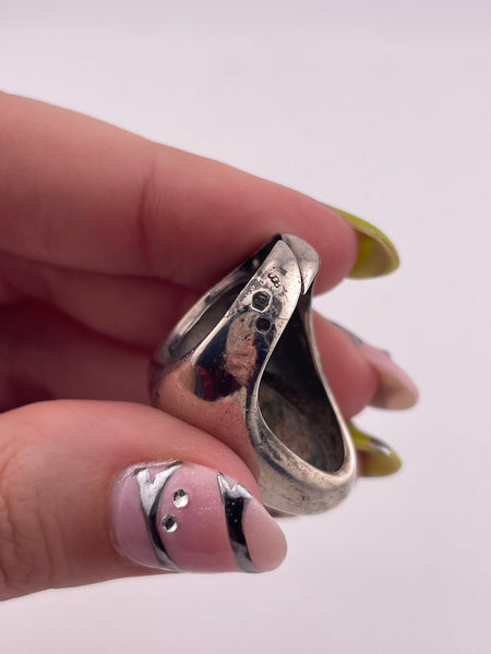 size 5.75 adjustable band 800 silver chunky jasper ring