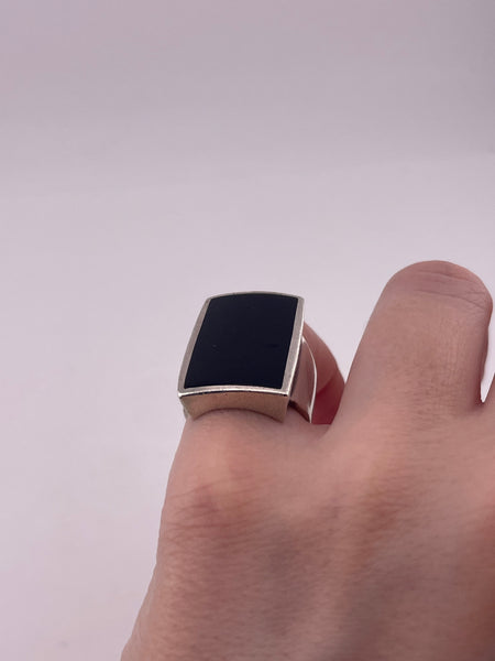 size 5.75 sterling silver rectangle onyx ring