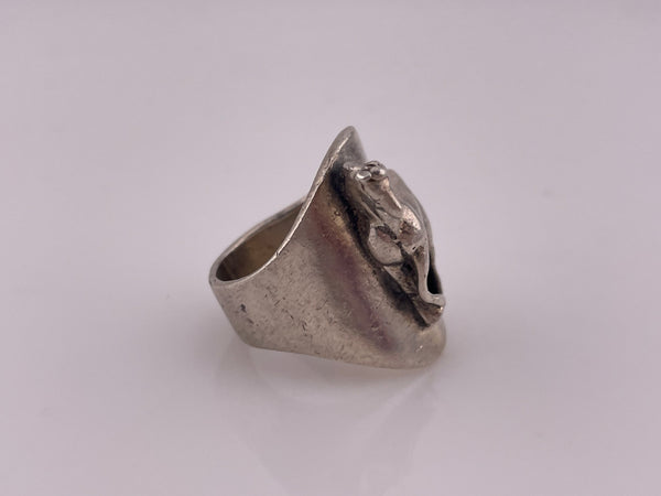 size 6.5 sterling silver very worn heavy stoneless horse ring
