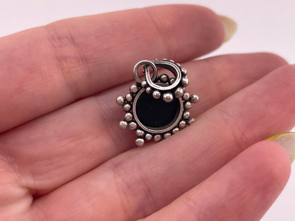 sterling silver onyx dot design pendant ***AS IS***