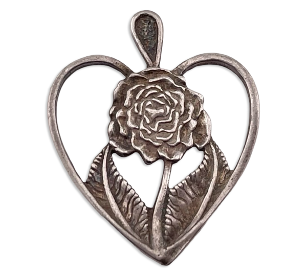 sterling silver flower heart pendant