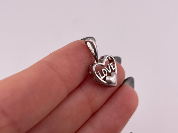 sterling silver 'Love' heart pendant
