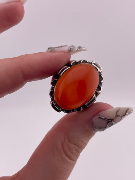 size 9 sterling silver large chunky carnelian ring