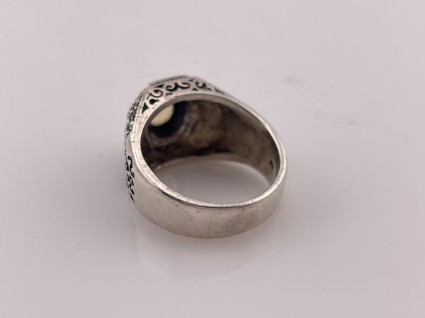 size 7.5 sterling silver faceted citrine marcasite ring