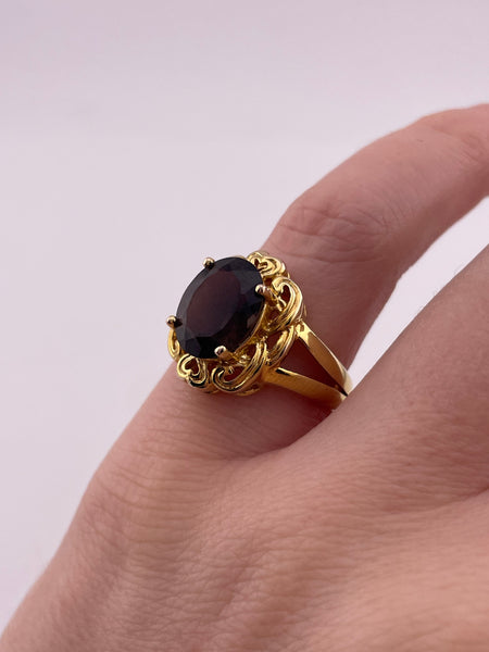 size 6 sterling silver gold plated smoky quartz ring