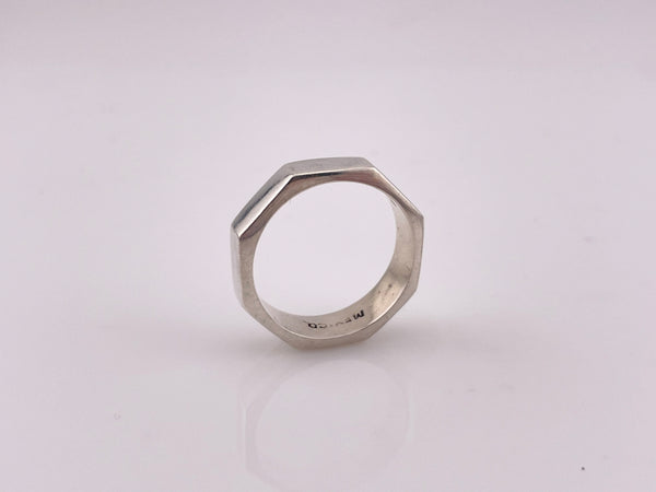 size 8.25 sterling silver Mexican octagon shaped band ring