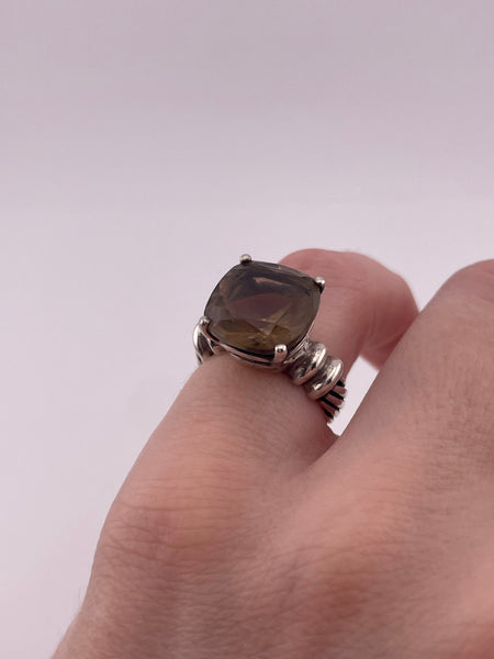 size 5.25 sterling silver faceted smoky quartz ring