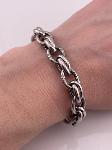 sterling silver 7 1/2" circle link bracelet
