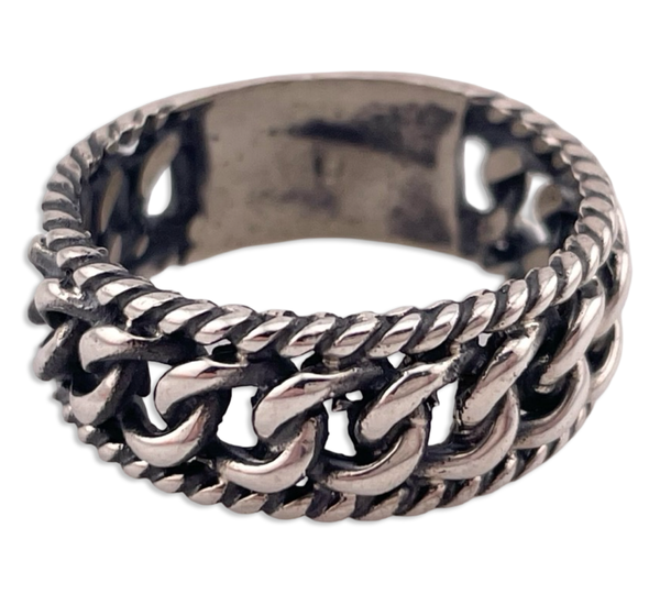 size 11 sterling silver chain band ring
