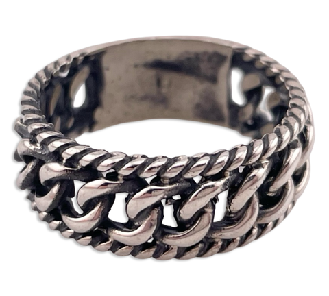size 11 sterling silver chain band ring