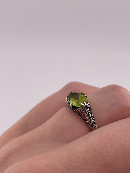 size 6.25 sterling silver faceted peridot ring