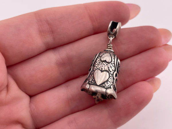 sterling silver heart bell pendant