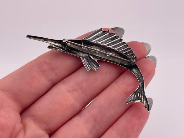 sterling silver pressed sailfish brooch pin
