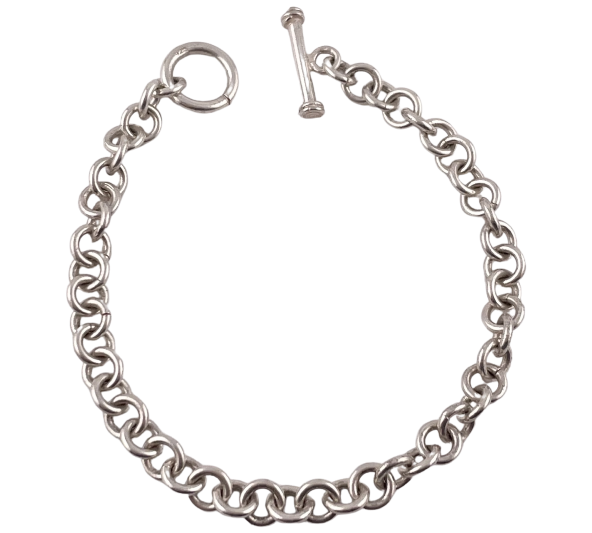 sterling silver 7 1/2" circle chain link toggle clasp bracelet