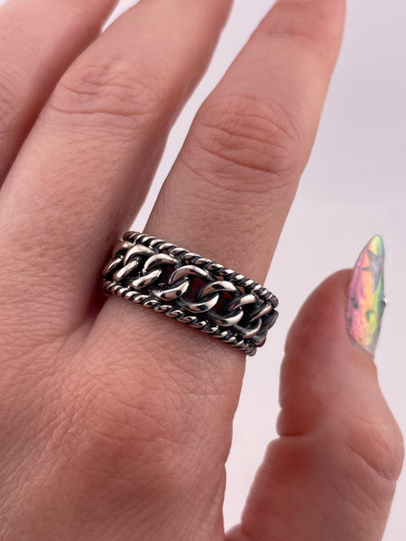 size 11 sterling silver chain band ring