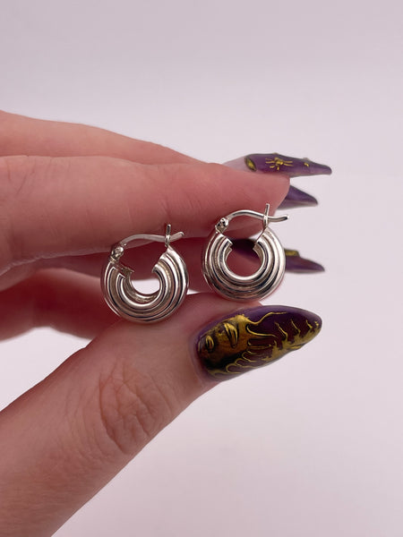 sterling silver 1/2" chunky huggie hoop earrings