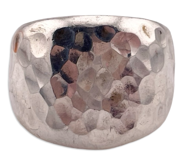 size 8.5 sterling silver chunky heavy stoneless hammered ring
