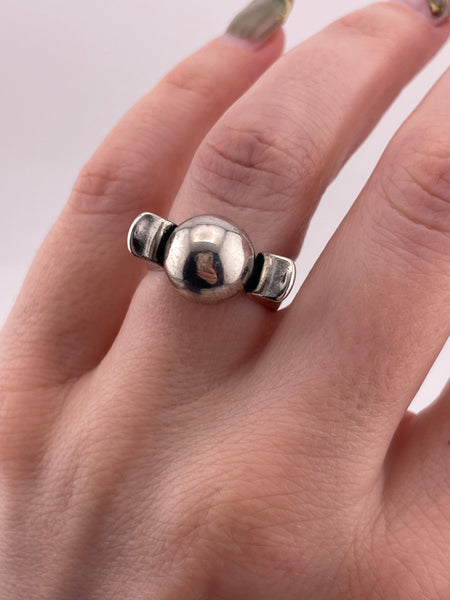 size 6 sterling silver stoneless ball adjustable band ring