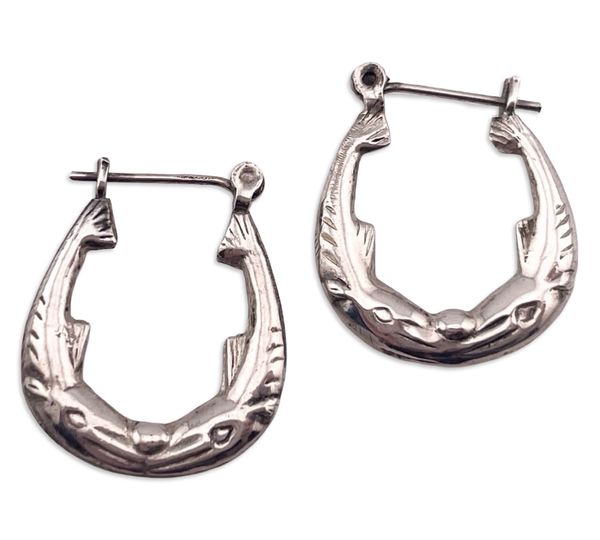 sterling silver dolphin hoop earrings