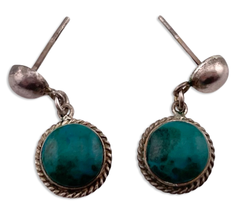 sterling silver chrysocolla post dangle earrings