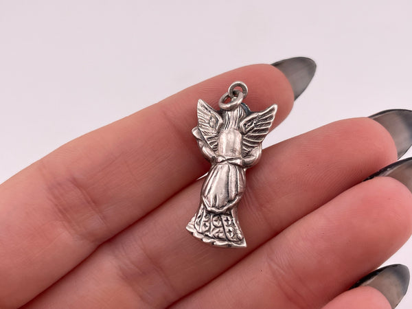 sterling silver puffy angel pendant