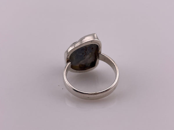 size 7 sterling silver raw labradorite ring