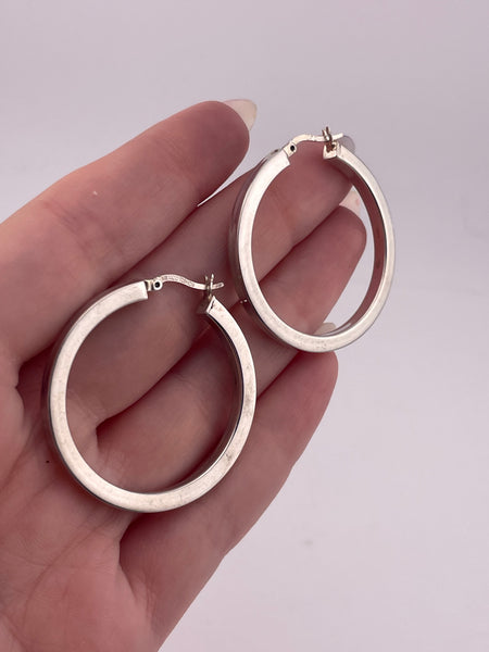 sterling silver 1-3/8" square edge hoop earrings