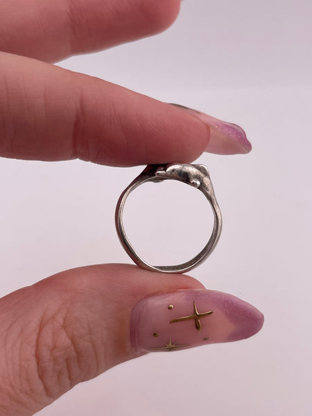 size 4.25 sterling silver dolphin bypass ring