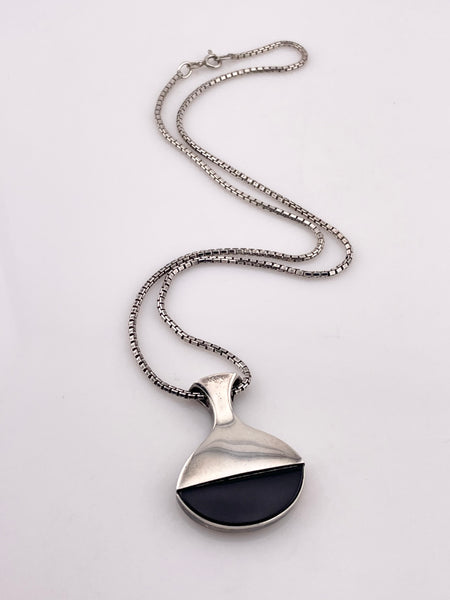 sterling silver Neils Erik From Denmark modernist onyx necklace
