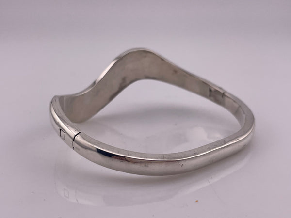 sterling silver Mexican chunky synthetic lapis hinge bangle bracelet