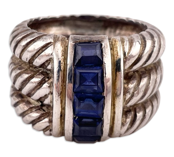 size 6.75 sterling silver lab sapphire ring