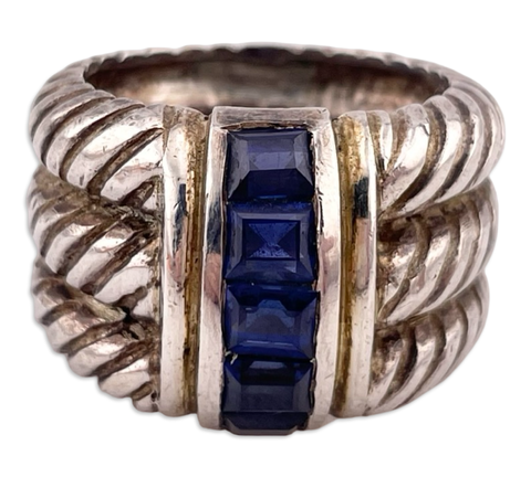 size 6.75 sterling silver lab sapphire ring