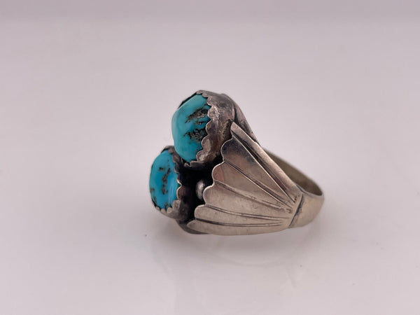 size 12 sterling silver chunky turquoise ring