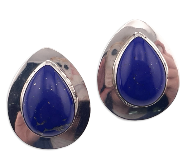 sterling silver lapis post earrings
