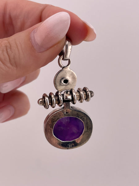 sterling silver amethyst & pearl pendant