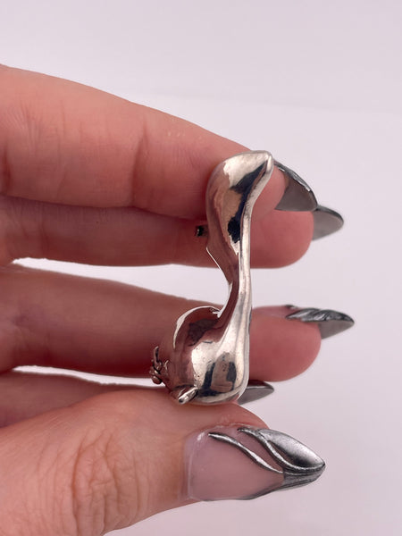 sterling silver puffy whale pendant