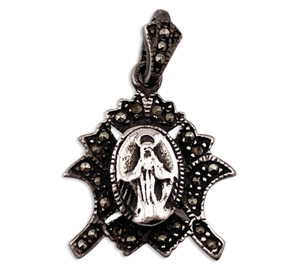 sterling silver marcasite St. Mary pendant ***AS IS***