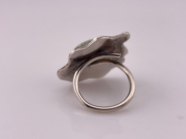 size 9 sterling silver green glass adjustable band ring