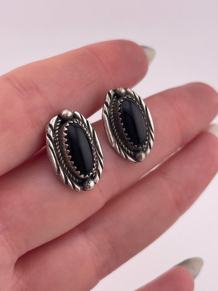 sterling silver onyx post earrings