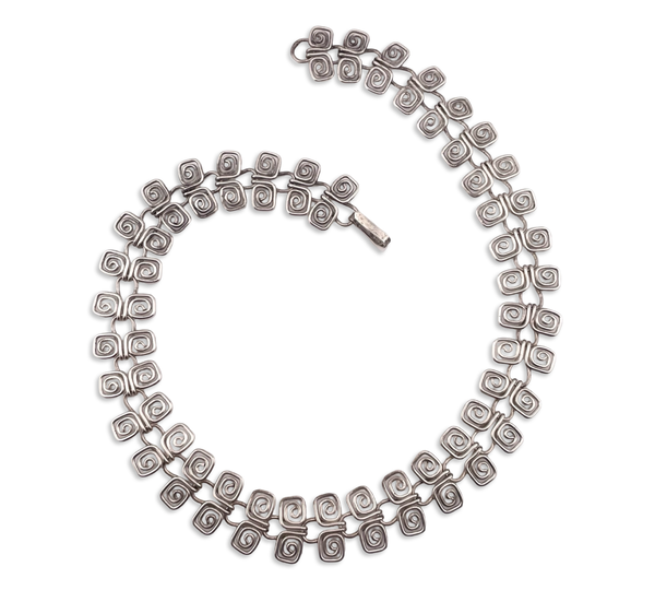 sterling silver 17" swirly collar necklace