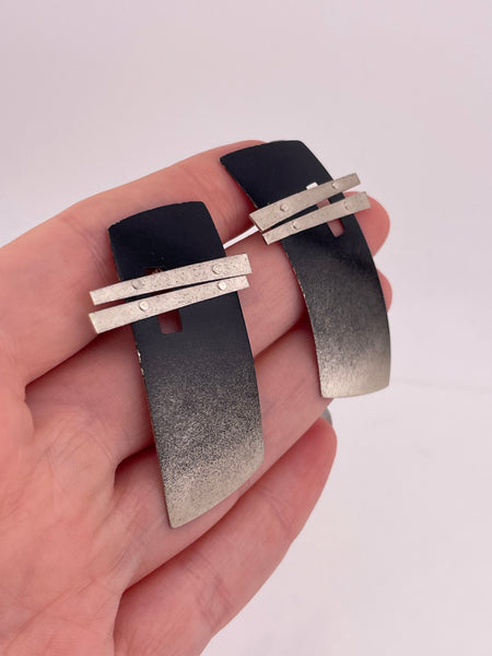 sterling silver Robert Pfuelb artisan enamel post earrings