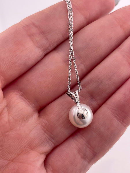 sterling silver 18" synthetic pearl necklace