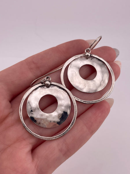 sterling silver Silpada stoneless hammered circle dangle earrings