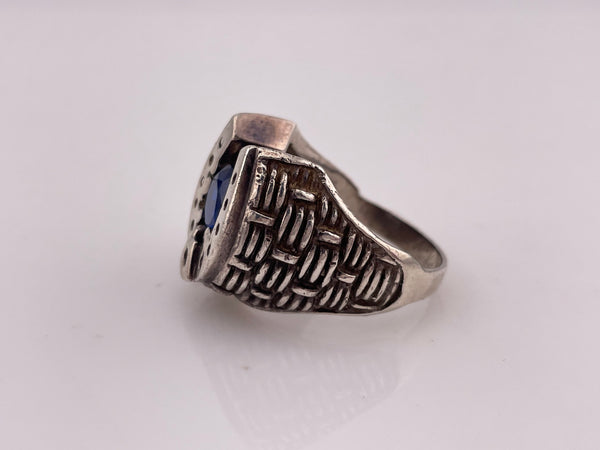 size 11.5 sterling silver faceted blue spinel horseshoe ring